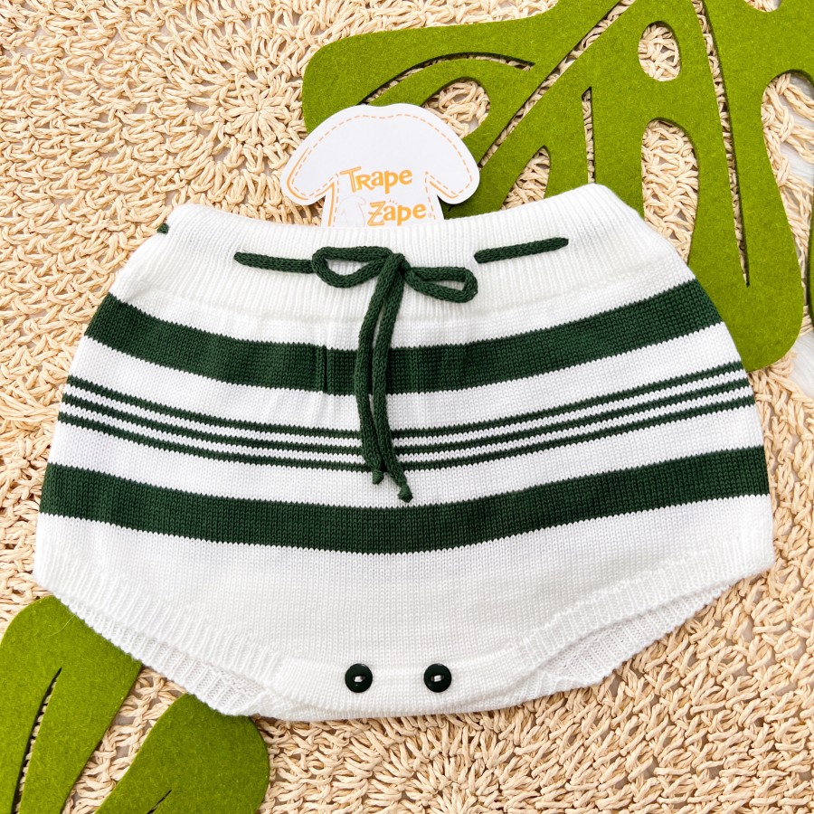 Tapa Fralda Linha Branco com Verde Militar